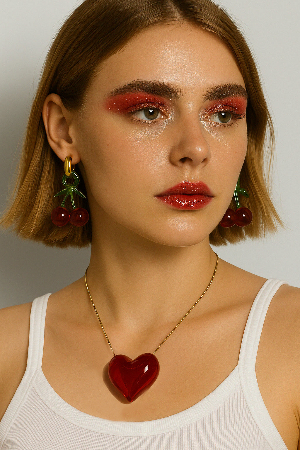 PUFFED CHERRY EARRINGS