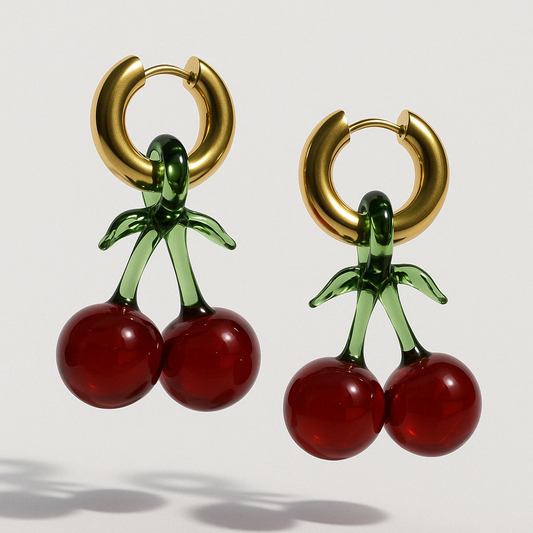 PUFFED CHERRY EARRINGS